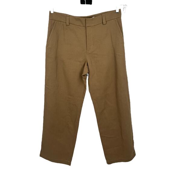 Vince pants High rise wide leg cotton linen brown size 16 - Picture 1 of 6